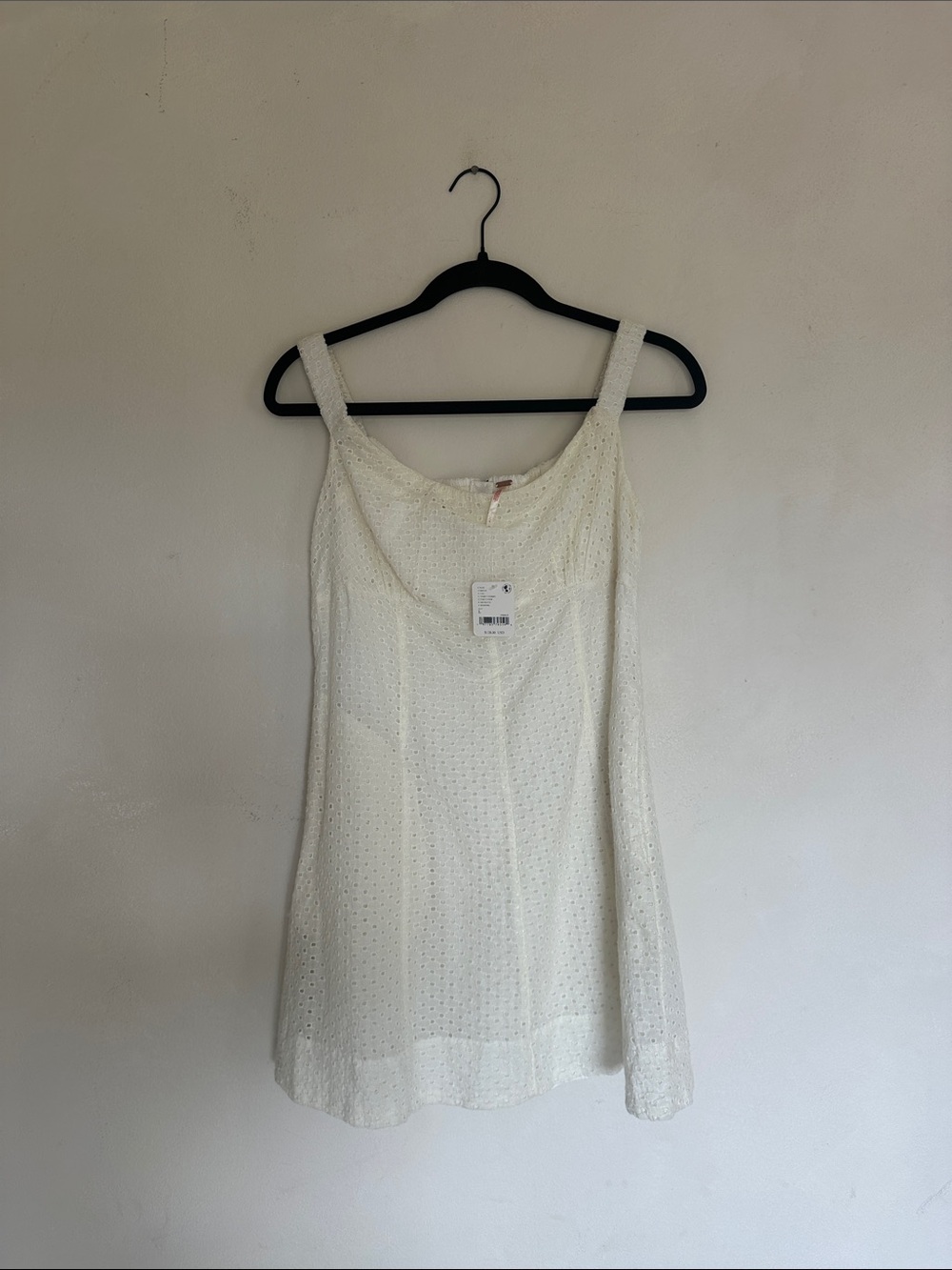 Free People Spring Dress Cream Eyelet Mini SIZE L Best for MEDIUM